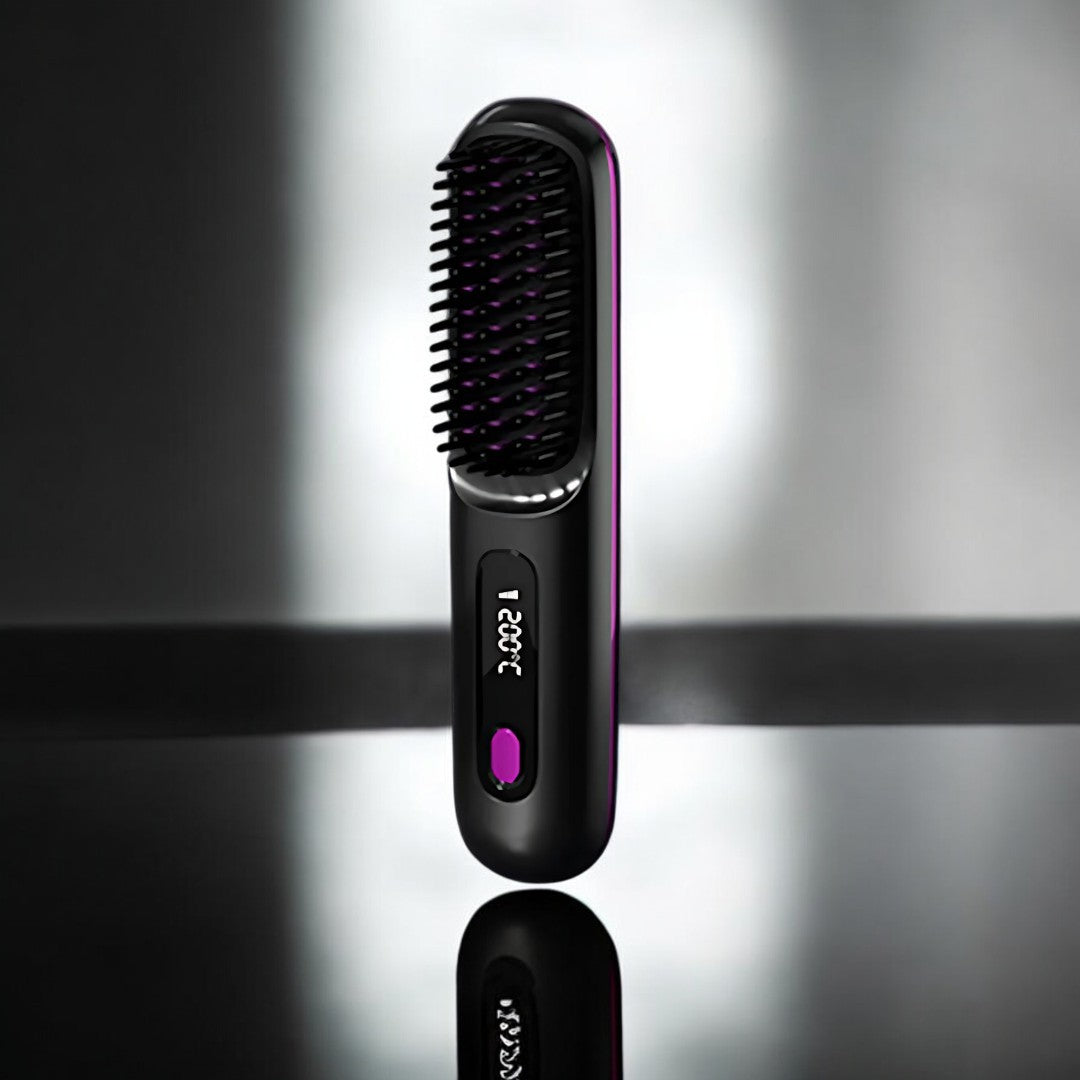 Wireless Heated Straightening Brush Black