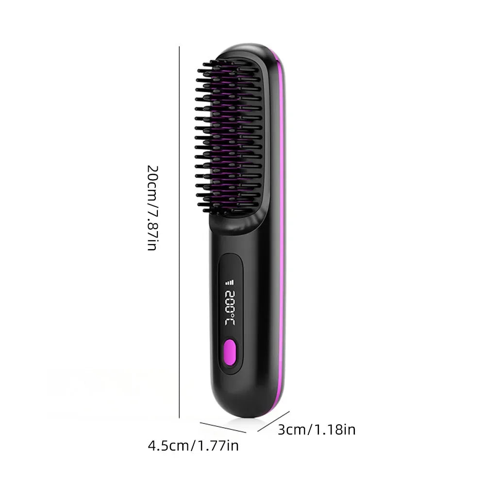 Wireless Heated Straightening Brush Black